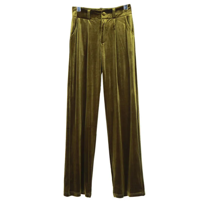 

Winter Velvet Pants Long Wide Leg Loose Pants Nice Spring New Fashion High Waist Velvet Trousers Pants For Female