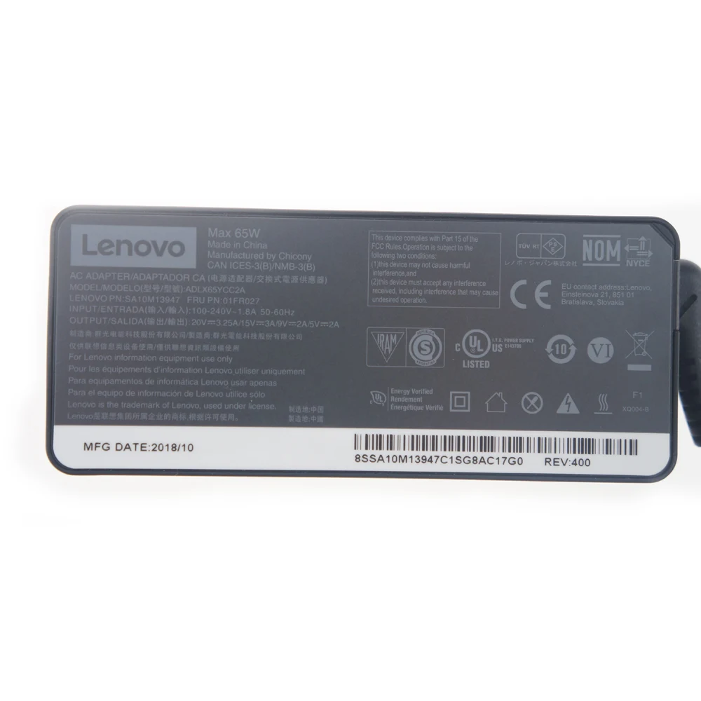 Оригинальный адаптер 65 Вт USB Type C для Lenovo ThinkPad L380 YOGA T480S P51S P52S 370 01FR026 01FR028 01FR030 01FR027