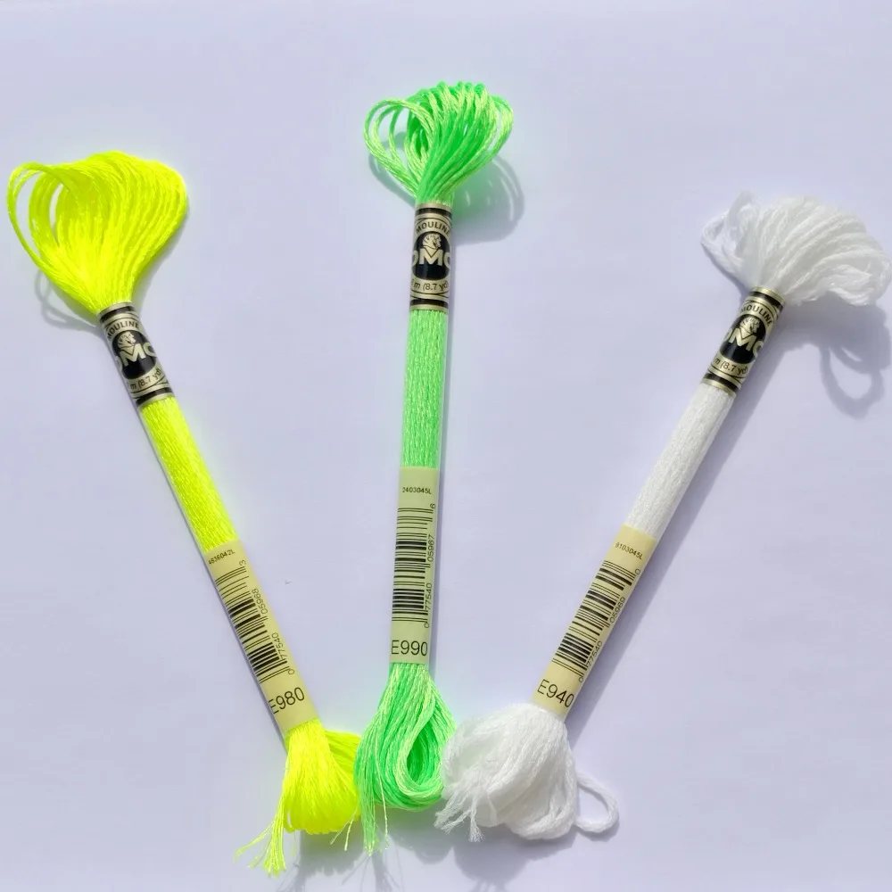 

pcs E980 E990 fluorescent Effects Glow-in-thedark E940 metallic thread cross stitch DMC floss embroidery DIY needlework