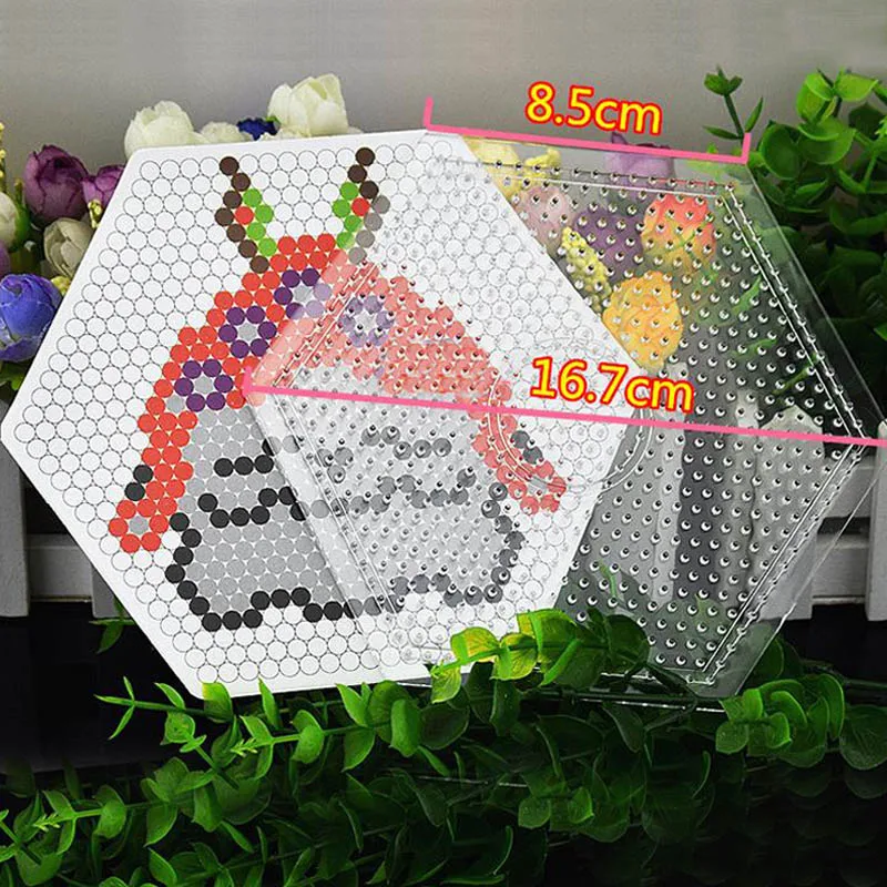 1x hexagon DOLLRYGA 5 мм Хама бусины Perler инструменты Pegboard шаблон доска круговой квадрат Горячая бумага Обучающие DIY рисунок Материал девушка подарок - Цвет: 1x hexagon