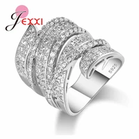 geometric shape women 925 sterling silver engagement party rings jewelry bridal wedding cubic zirconia ring accessory