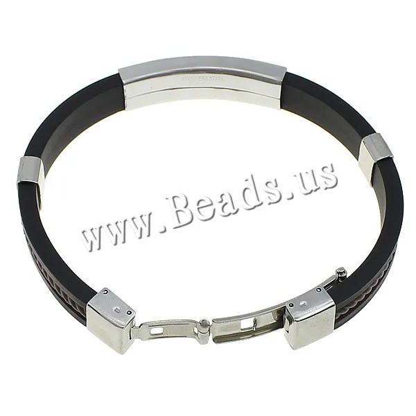 Мужской браслет из нержавеющей стали черный силиконовый на запястье в стиле панк