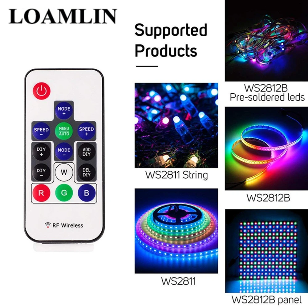 14-клавишный RGB беспроводной пульт дистанционного управления Мини RF светодиодный контроллер 14-Key Dc 5 V-24 V Sp103E WS2812 WS2811 цвет для 5050 3528 Светодиодная лента