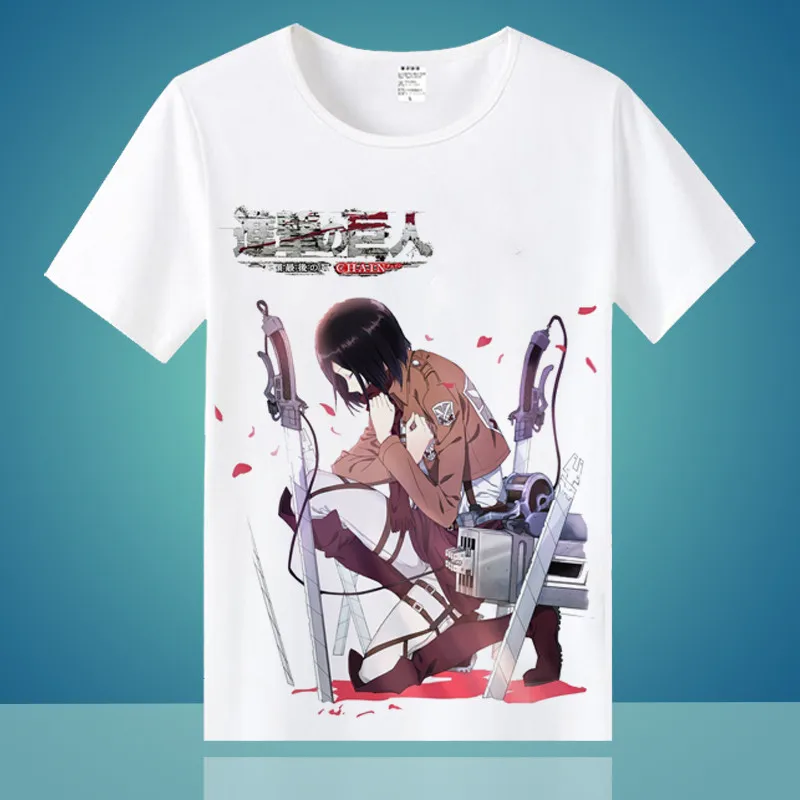CostumeBuy футболка «атака на Титанов» Shingeki No Kyojin Mikasa Levi, маскарадные футболки, костюмы для мужчин и женщин, футболки с коротким рукавом, топы - Цвет: 15