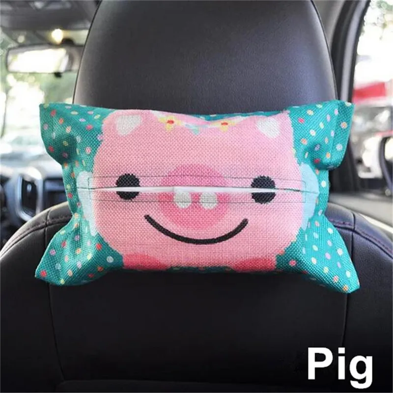 Pig Мультяшный автомобильный тканевый чехол Автоматическая спинка для сиденья подвесной держатель для хранения Контейнер для бумажных платков автомобильный козырек полотенце бумажные салфетки сумка держатель - Название цвета: Pig