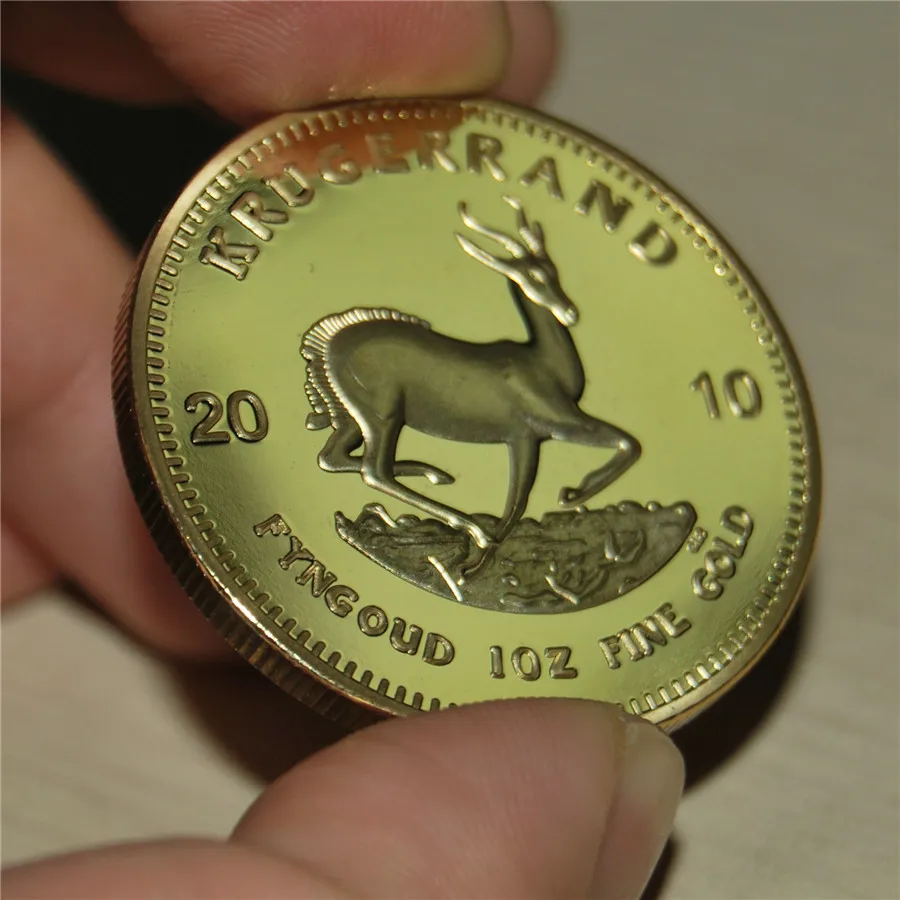 2010 Заказ образца, 1 шт./партия, 1967- Крюгерранд ЮАР монета, 1 унций покрытая 24 K Золотая монета, Подарочный металлический искусство и Cra - Цвет: 2010