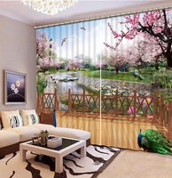 fashion customized home bedroom decoration 3d curtain park flower scenery curtains for blackout curtains living room 3d curtain