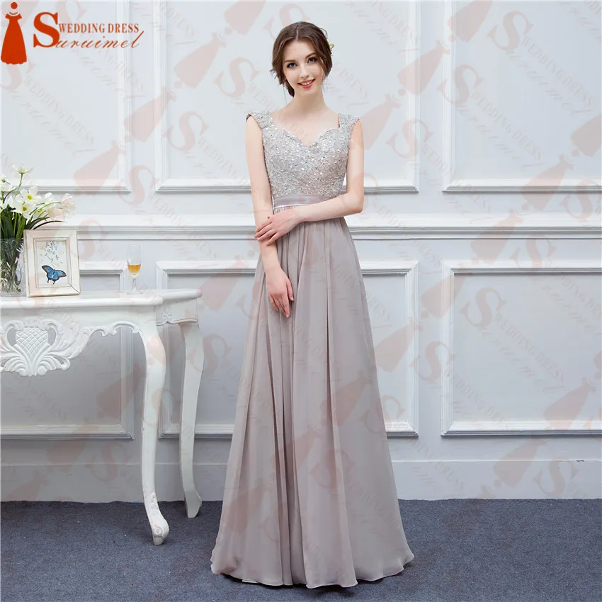 Real Cheap Long Bridesmaid Dresses Elegant Cap Sleeve Beadings Sheer Back Formal Wedding Party Gowns Maid Of Honor Dress |