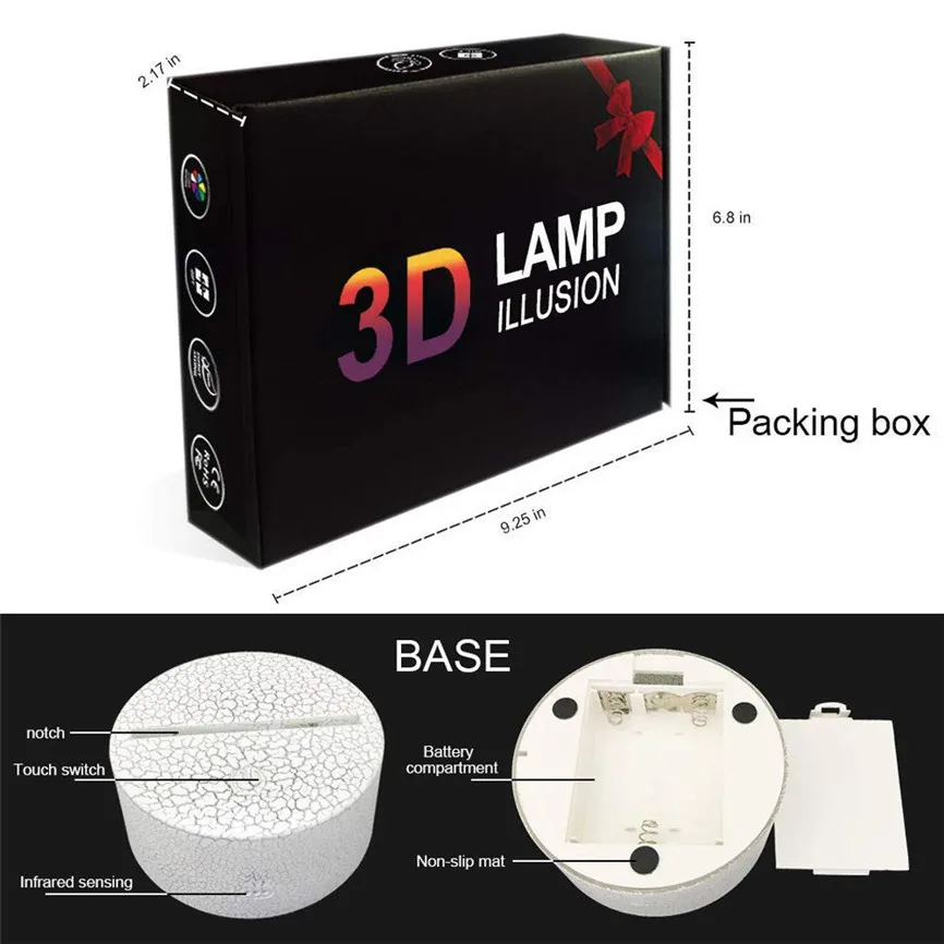 Кошка 3D ночной Светильник USB животное сменный светильник настроения светодиодный 7 цветов Иллюзия Настольная лампа с пультом дистанционного управления игрушка для домашнего декора подарок D#3