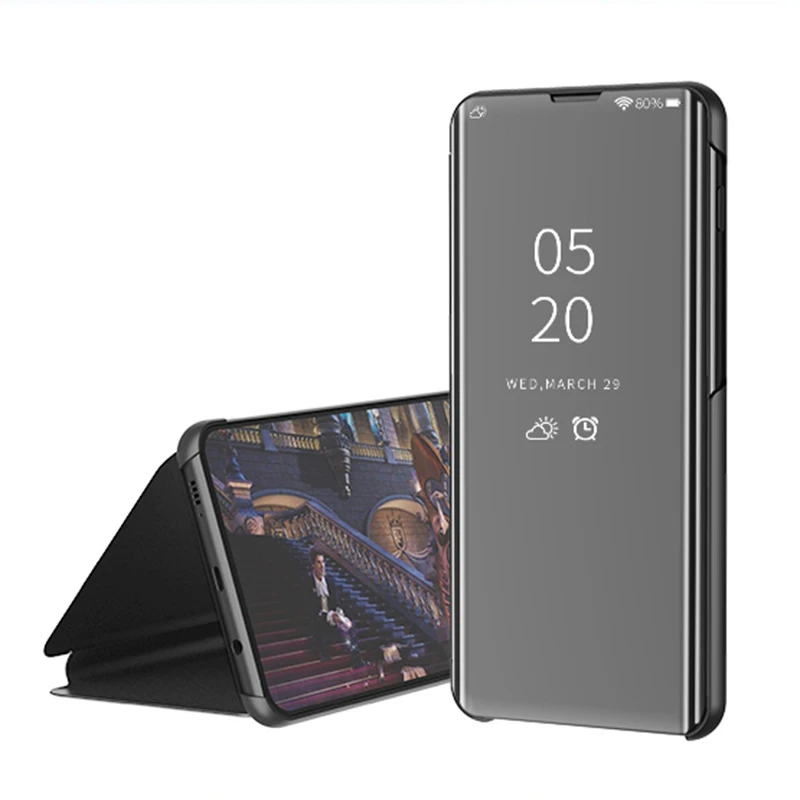 Зеркальный чехол для Samsung Galaxy M10 M20 с откидной крышкой прозрачная подставка