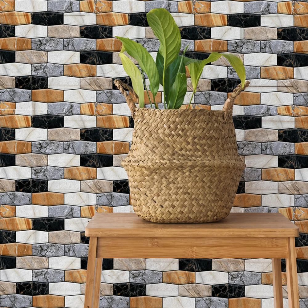 10 шт.. Европейская мраморная кирпичная 3D настенная наклейка DIY Съемная плитка