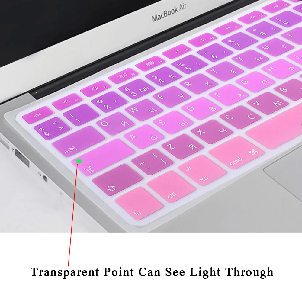 Redlai силикон EU/UK русская градиент/однотонная цветная клавиатура чехол для Macbook Air 13 дюймов A1466 Pro retina 13 1" покрытие для клавиатуры