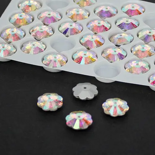 DIY Strass 10 мм 12 14 Flatback слива цветок стекло для изготовления платья шить на кристалл AB