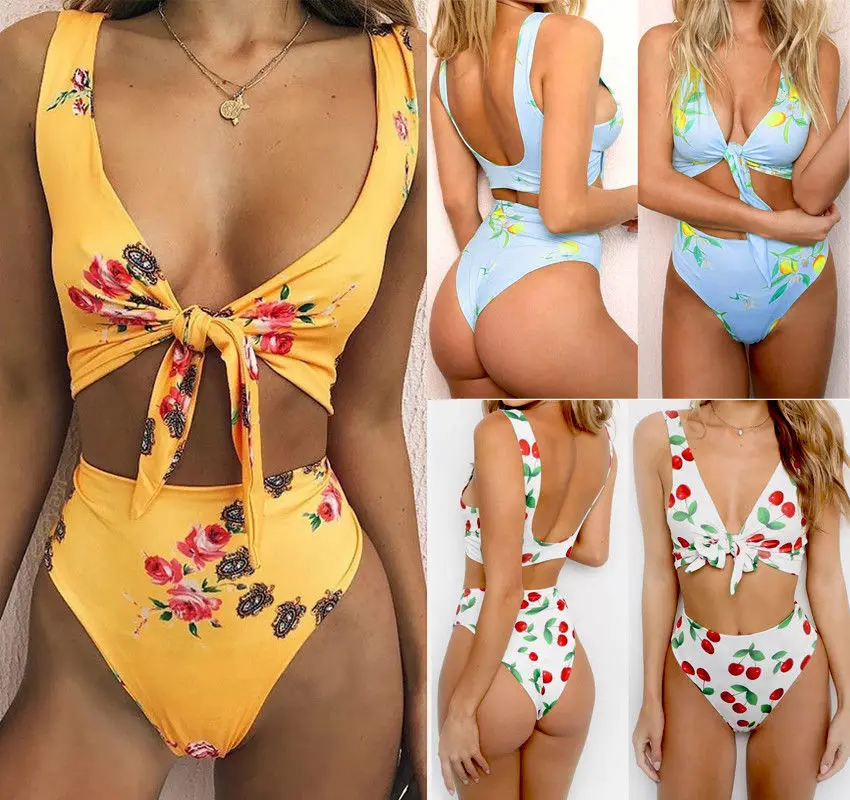 2 шт. женский купальник бандо с завязками спереди и высокой талией|swimwear women|swimwear