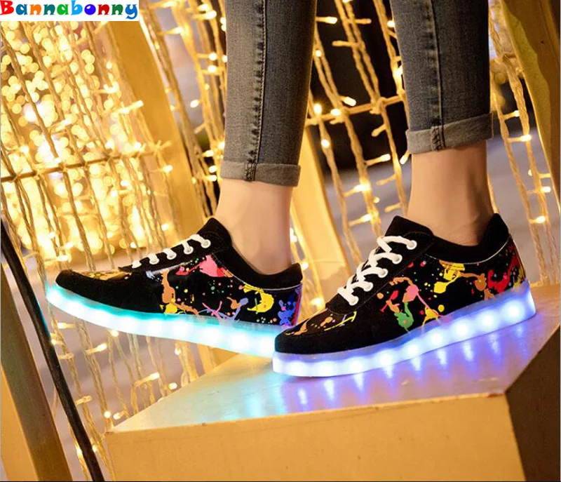 Size35-44 красочные обувь с зарядкой usb светящиеся кроссовки со светодиодами легкие