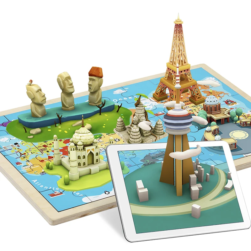 TOPBRIGHT AR карта мира головоломка дерево 3D дети От 2 до 6 лет Детские игрушки развивающие игрушки|Пазлы| |