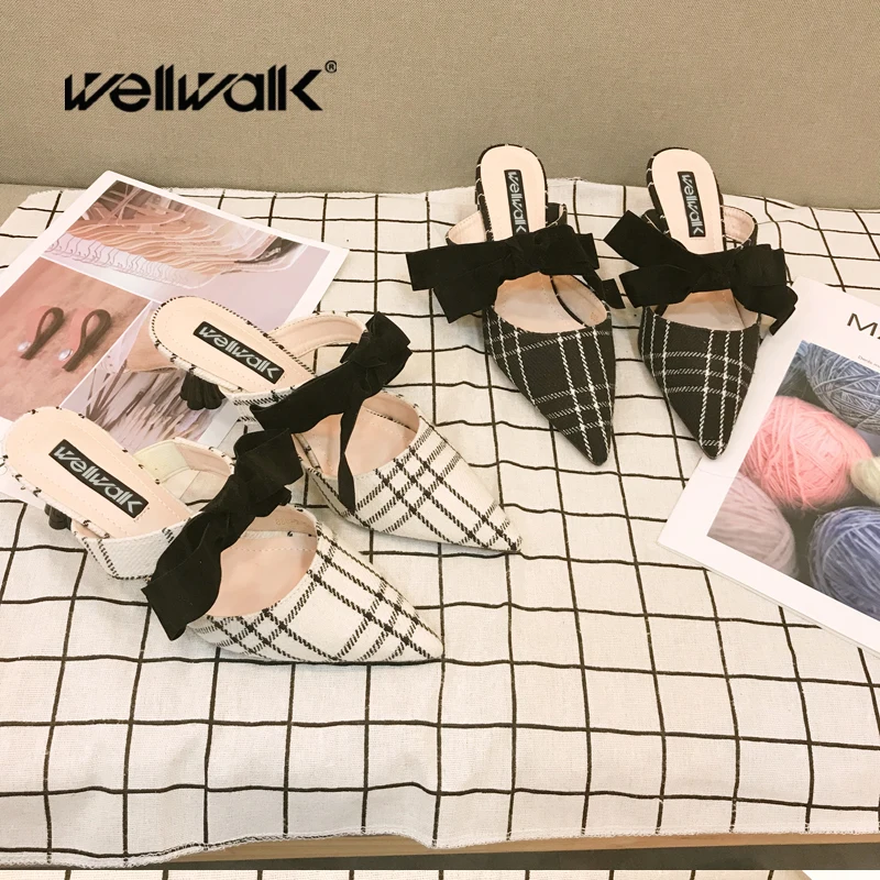 Wellwalk/высокие шлепанцы модельная женская обувь женские с острым носком брендовые