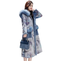 2019 new parker women woolen coat jacket cotton korean fashion slim fur collar jacket plus long paragraph over knee coats winter