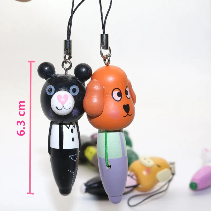 6 шт./лот новинка Подарочная Деревянная шариковая ручка с животными Caneta