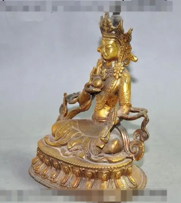 

Free shipping S00420 7"old tibet buddhism bronze gilt fane Tara KwanYin GuanYin goddess buddha statue