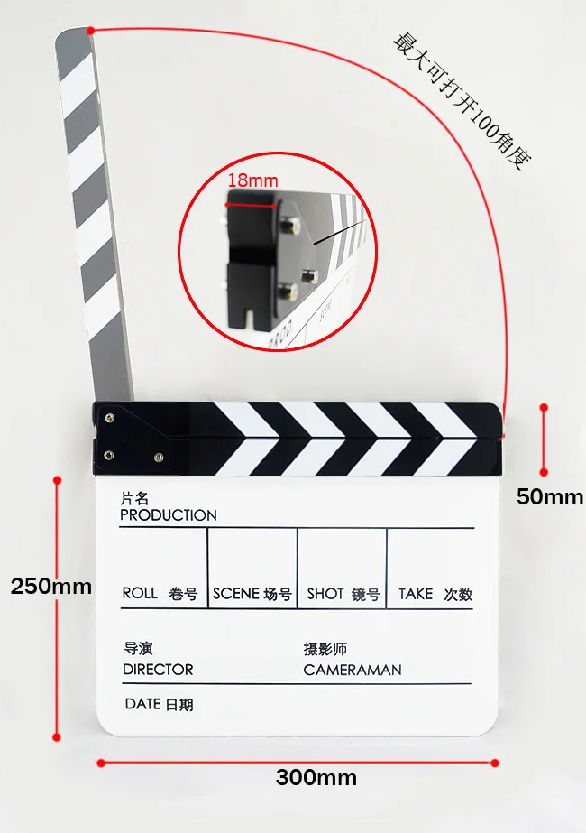 Акриловая Хлопушка Nwe с ручкой как на китайском так и английском черная белая