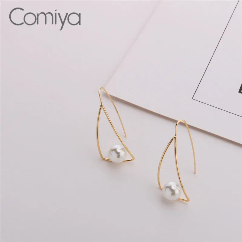 Comiya, золотые серьги-капли для женщин, акриловые жемчужные ювелирные изделия, модные серьги с подвесками, подвески, серьги, крючок, Feminino Bijoux