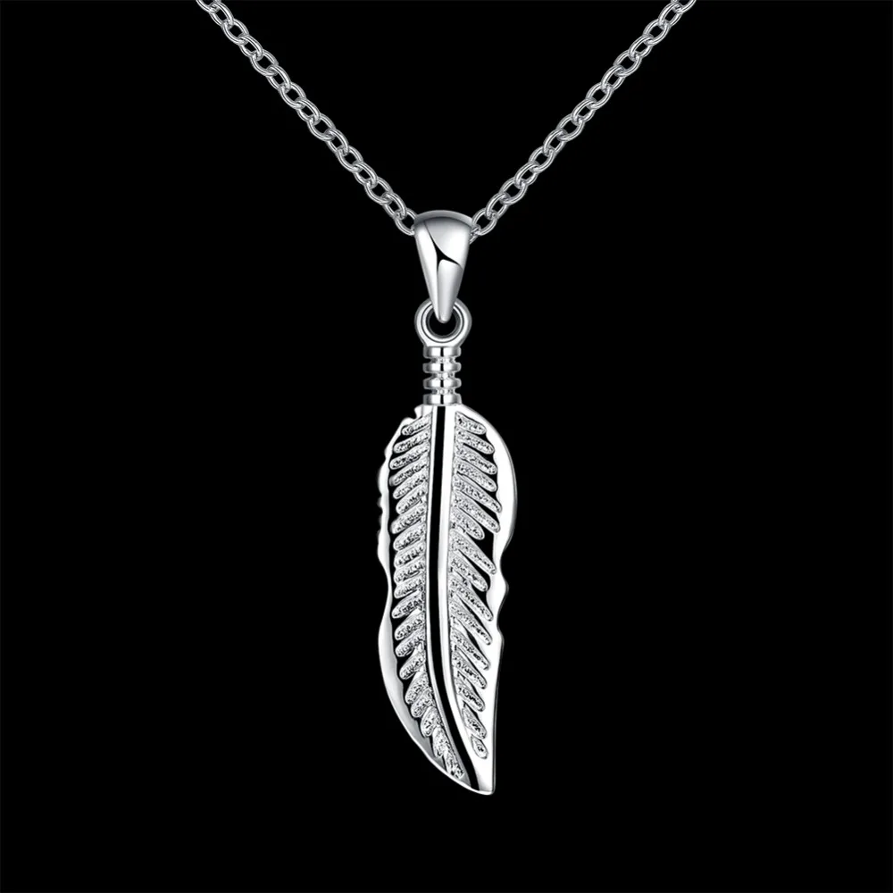 M925 Стерлинговое серебро цвет модное элегантное дамское ожерелье 2017 перо