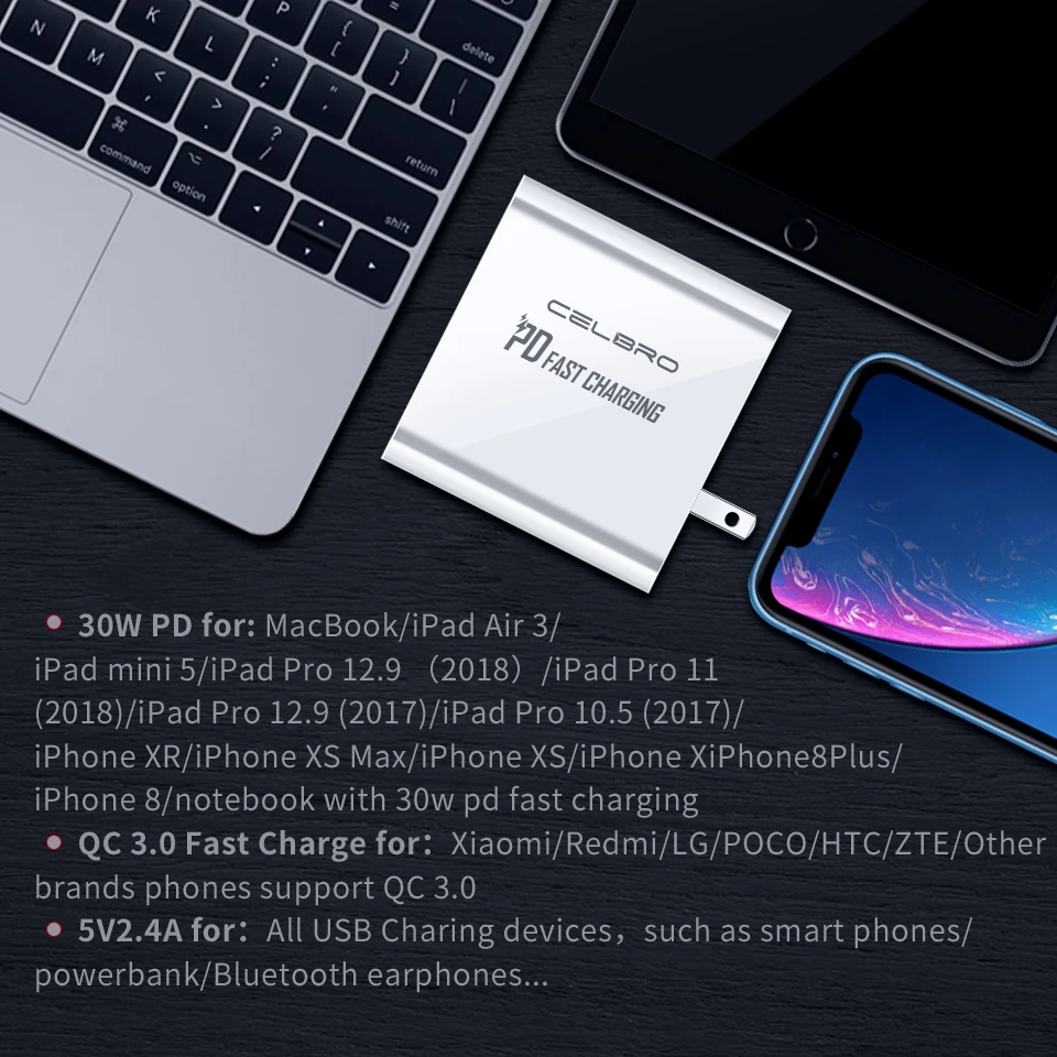 48 Вт Мульти USB быстрое зарядное устройство Type C PD Быстрая зарядка 3 0 зарядная