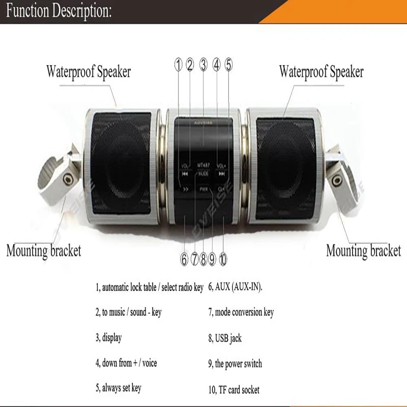 Мотоцикл MP3 музыкальный плеер скутер Водонепроницаемый звук Системы DC 12 В аудио