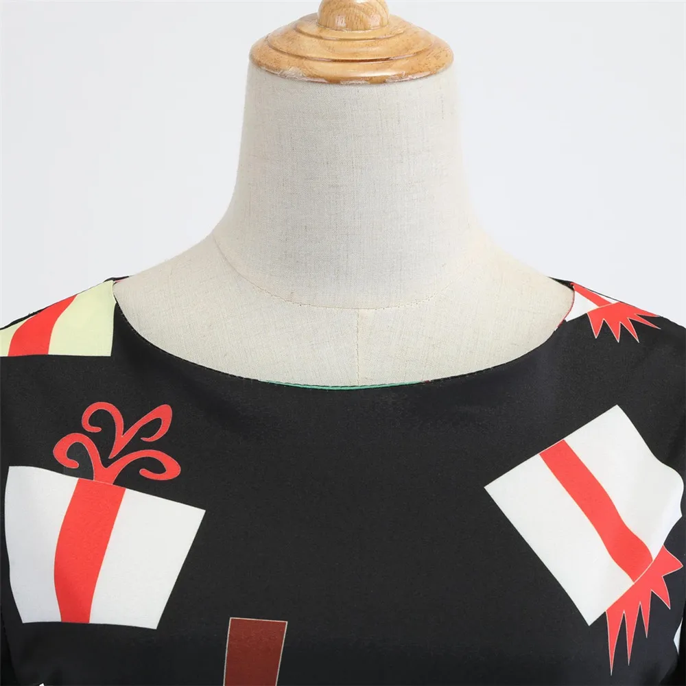 

Vintage Dress Autumn Winter 2018 Women Casual Long Sleeve Cute Christmas Tree Snowman Dresses costumes Elegant Party Dress Plus