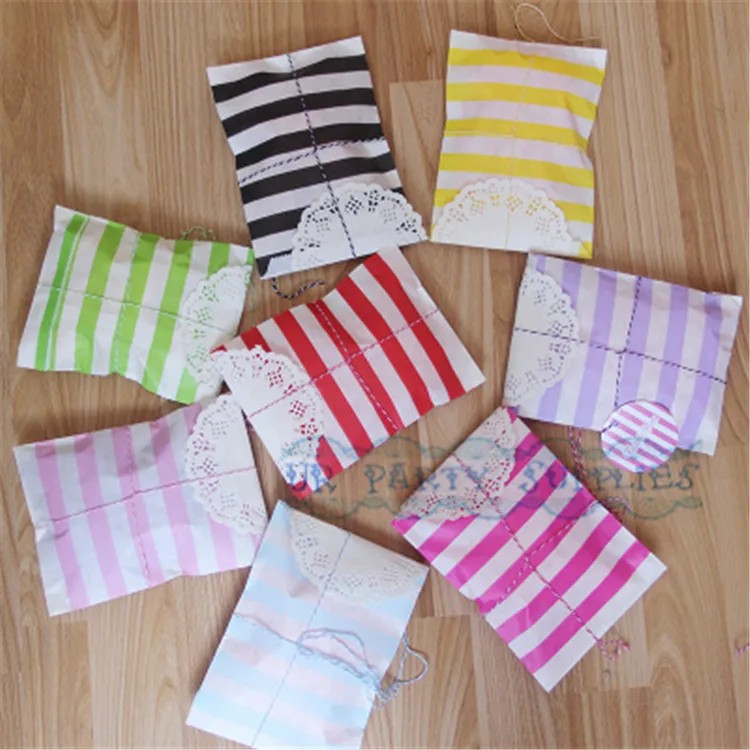 2000 шт. цветные и белые бумажные подарочные пакеты в горизонтальную полоску