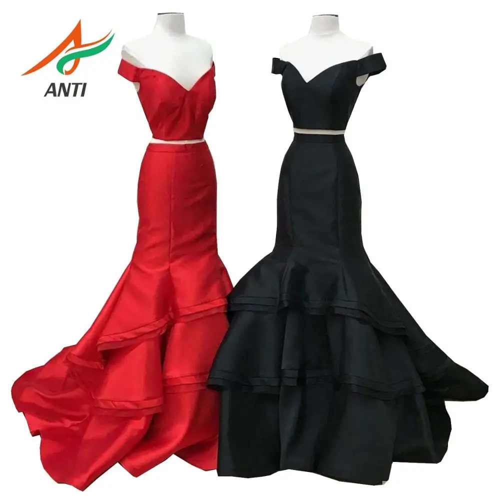Black color Платье для выпускного вечера из двух частей, корсаж, Русалка, Vestidos de fiesta largos elegantes de Gala, бальное платье, вечерние платья, торжественные платья jurken - Цвет: Black color