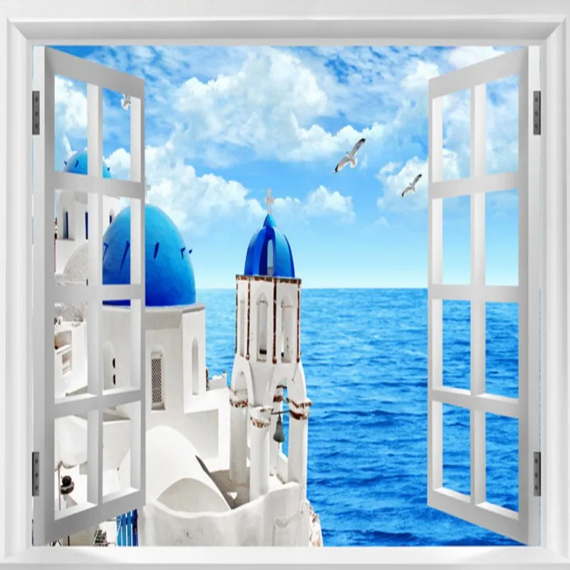 

Дропшиппинг, синие обои, 3D окна, любовь, море, 3d обои, гостиная, настенная 3d спальня, фотообои, Para Pared