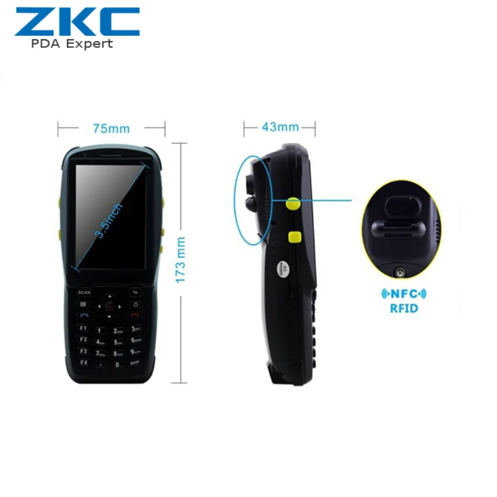 Бесплатная доставка ZKC PDA3501 3g WiFi NFC/RFID GPRS КПК на базе Android сканер штрих кодов|android pda