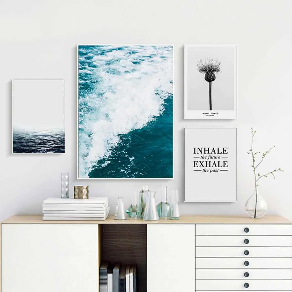 HAOCHU Seascapes Spoondrift Canvas Painting For Living Room Home Decor Print Poster Simple Nordic Wall Picture | Дом и сад