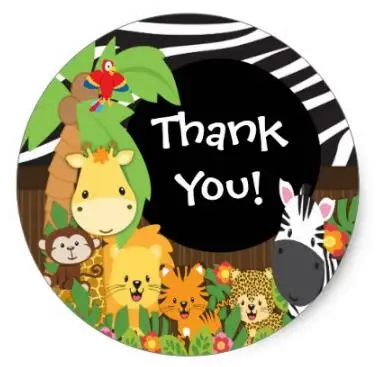 

1.5inch Thank You Jungle Safari Baby Animals Sticker