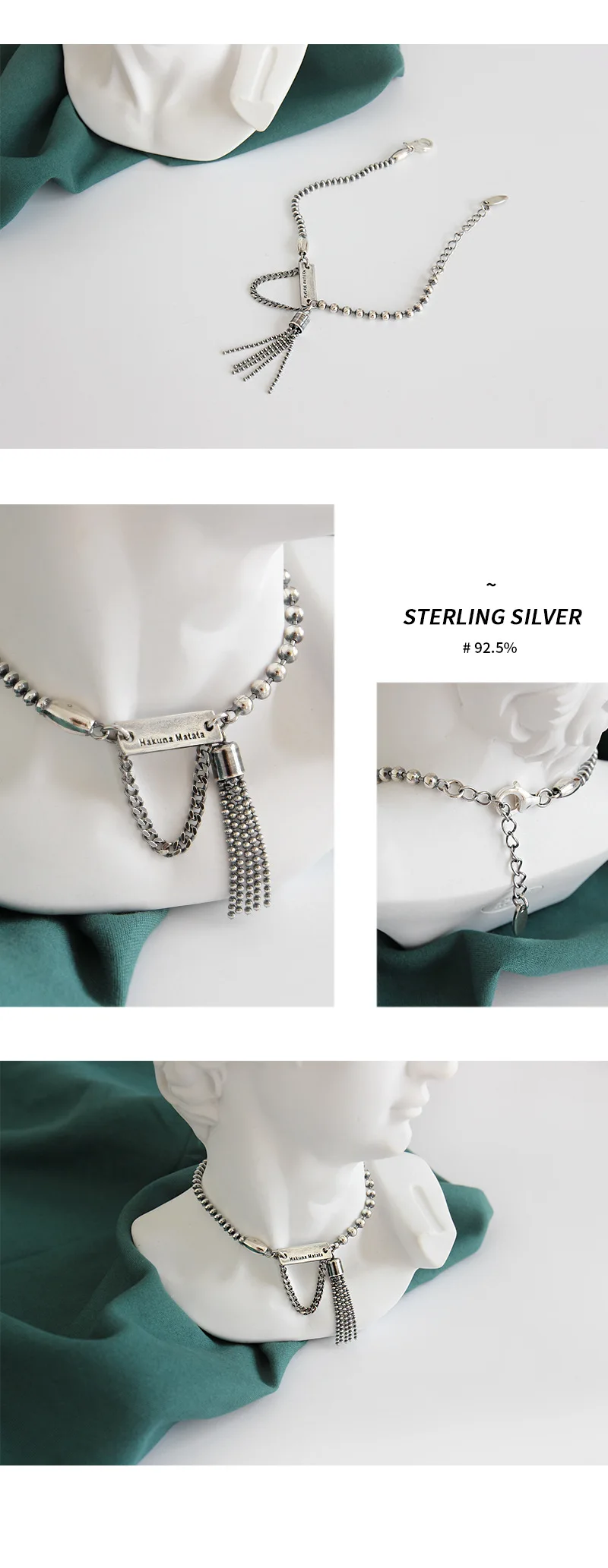 Стерлингового серебра 925 пробы кисточкой цепи браслеты для женщин pulseras mujer, винтажный браслет из бисера браслет на руку ювелирные изделия bileklik
