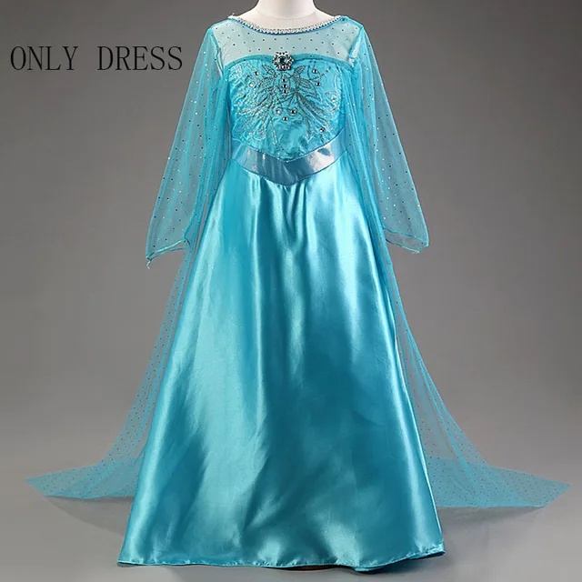 dress2 Снежная королева платье Эльзы платье с длинными рукавами карнавальный костюм с героями мультфильмов для девочек вечерние платья платье принцессы на день рождения Одежда для девочек - Цвет: dress2