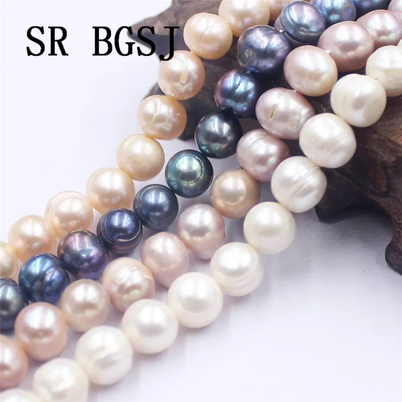 Free Shipping 10 11mm White Pink Purple Black Nearly Round Natural Freshwater Pearl Loose Beads 15&quot|Бусины| |