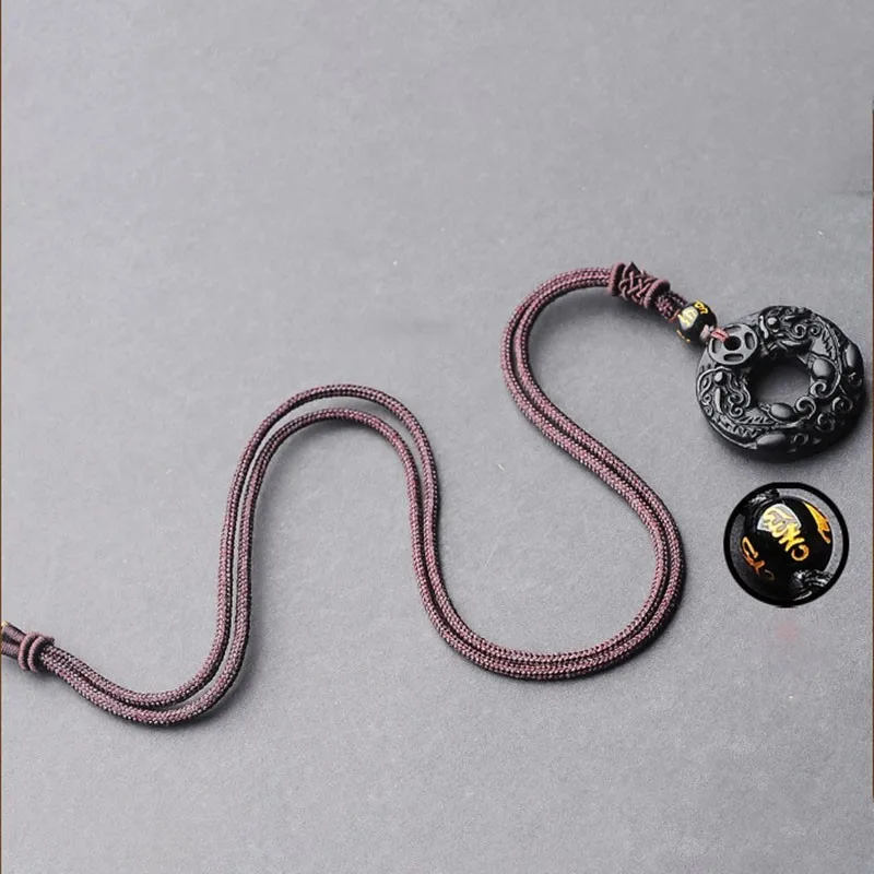 Подвеска AURAREIKI Obsidian PI XIU амулет с шестью буквами подвеска надписью Lucky резное
