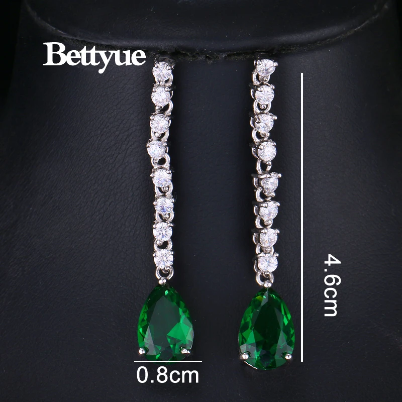 Женские длинные серьги Bettyue Очаровательные зеленые капельки с блестящим