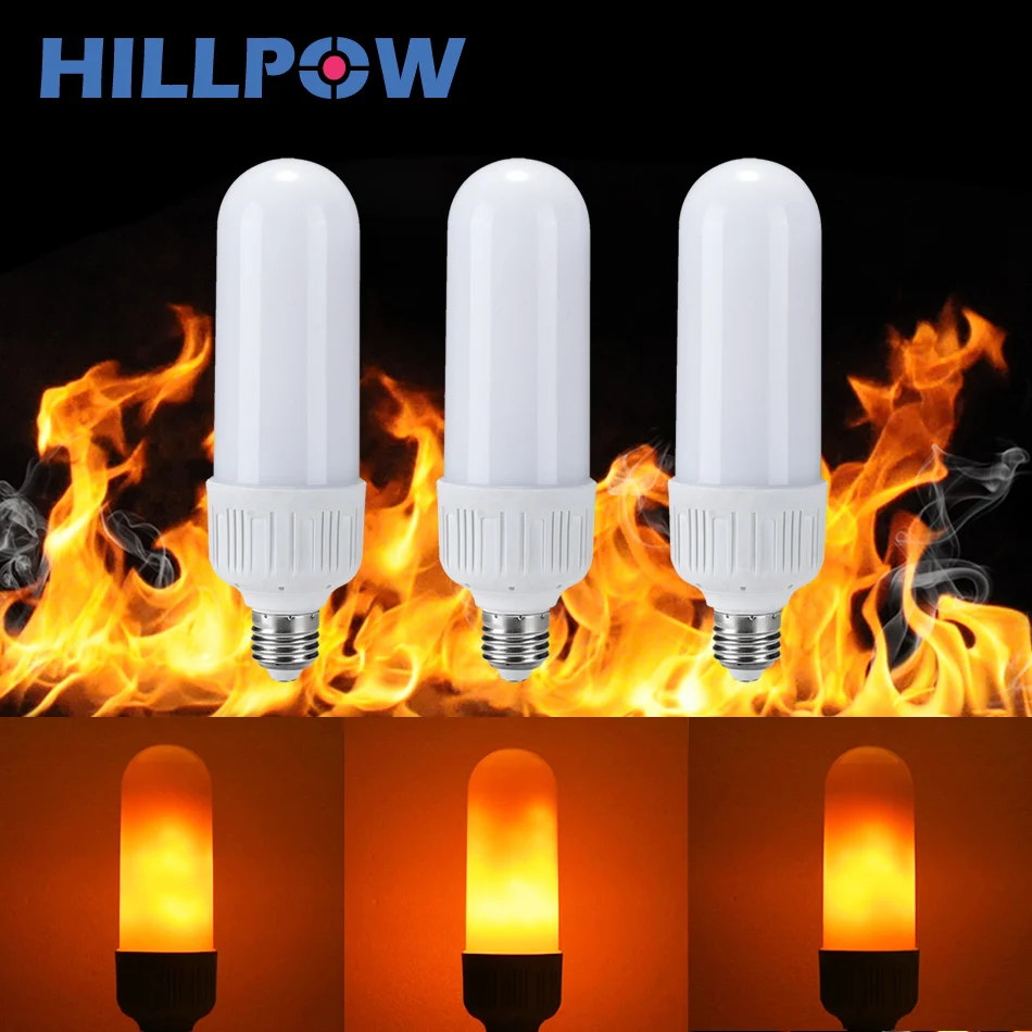 HILLPOW B22 E27 LED пламени лампы огонь лампочки 6 Вт творческие огни мерцающего эмуляции