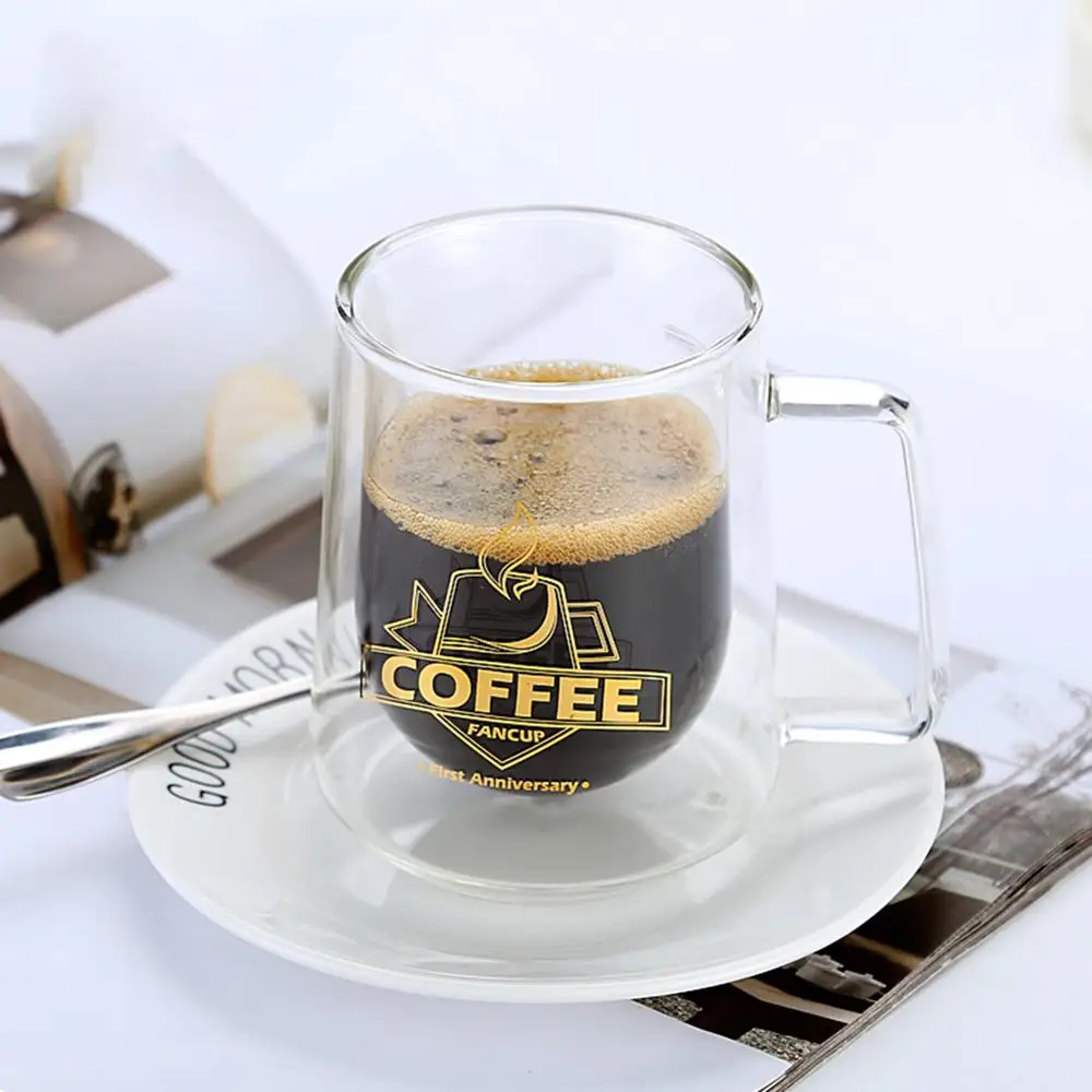

300ml Glass Coffee Mug Tea Mugs Handmade Creative Beer Drink a Mug of Office Mug Transparent Drinkware Double Glass Cups