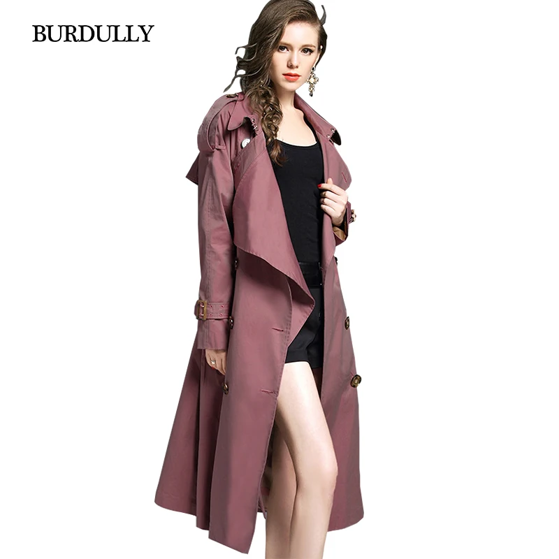 BURDULLY европейский стиль новинка 2019 осенний и зимний женский длинный плащ