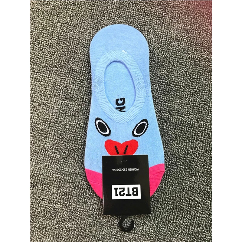 7 пар/упак. Kpop BTS BT21 мультфильм невидимые носки по щиколотку милые животных ТАТА