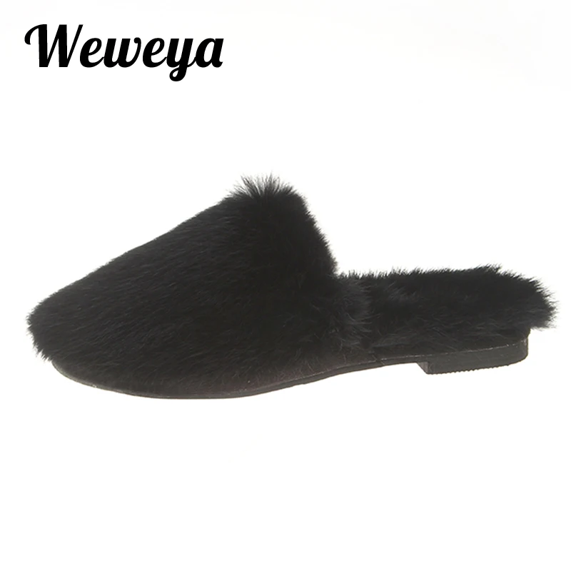 Женские меховые тапочки Weweya женские сланцы домашняя обувь плюшевые зимняя