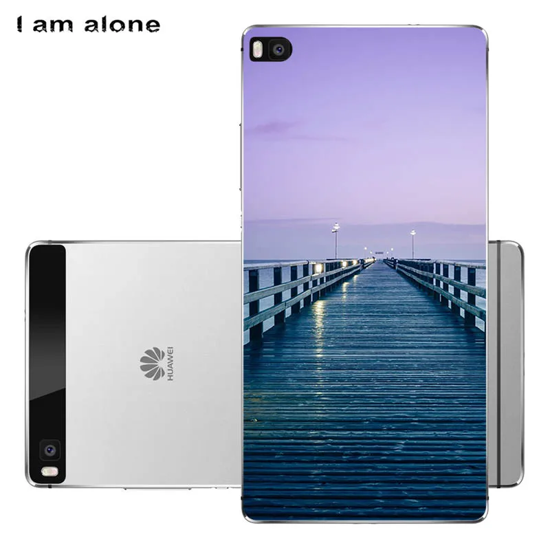 I am alone Phone Bags For Huawei Ascend P8 2015 5.2 inch Soft TPU Mobile Fashion Printed Lite Free Shipping |