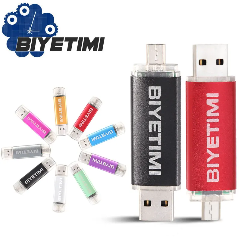 

BIYETIMI Corlorful OTG Usb Flash Drive 8GB 16GB 32GB 64GB Memory Usb Stick 2.0 Pen Drive Pendrive Flash Drive For Smart Phone