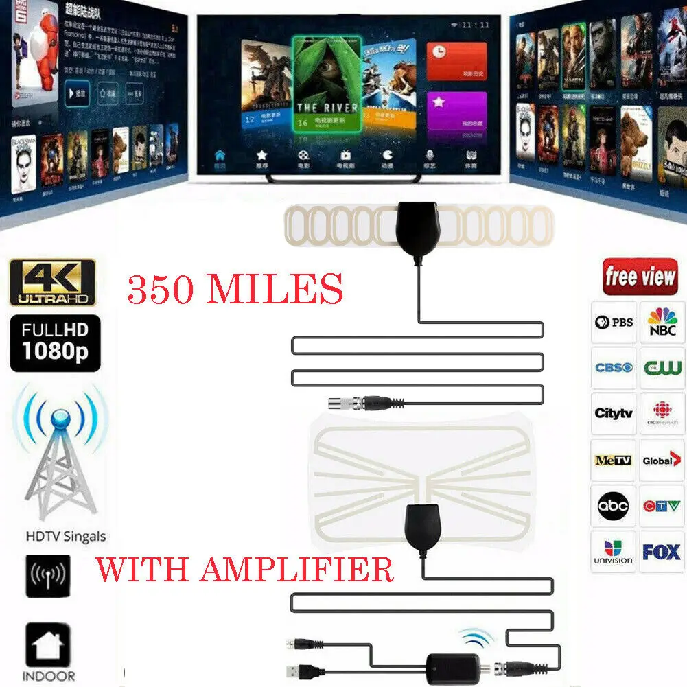 350 миля диапазонная антенна ТВ цифровой HD Skywire Antena Внутренний HDTV 1080 p
