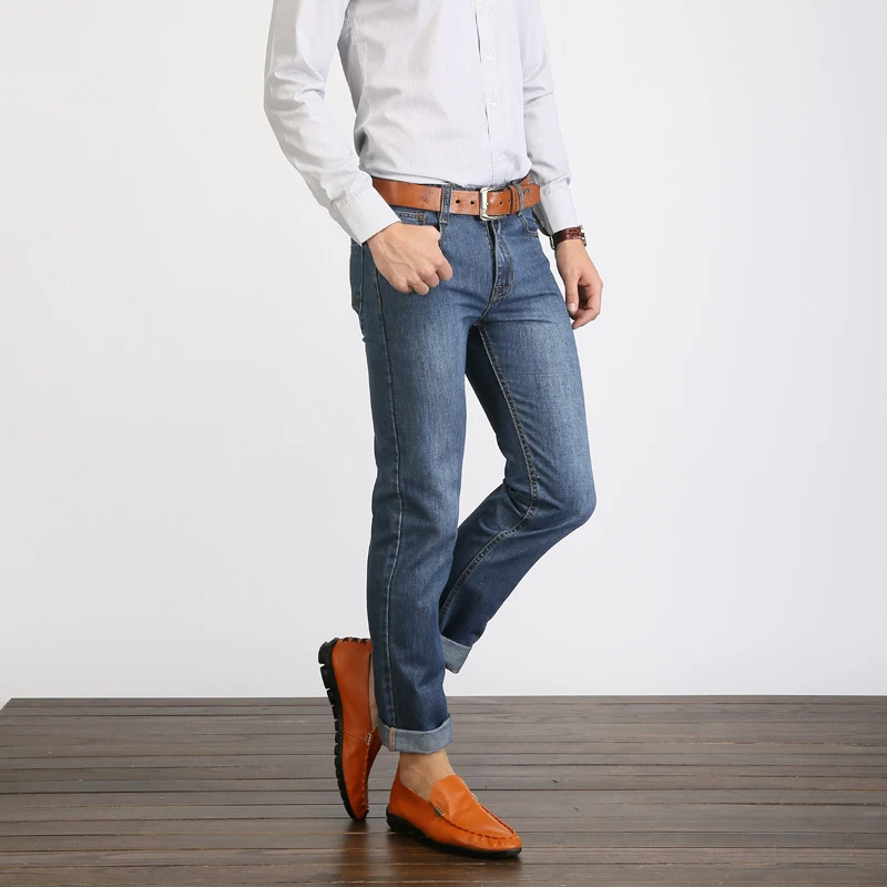 

American Streetwear Fashion Men Jeans Light Blue Slim Fit Elastic Denim Pants hombre Ripped Jeans For Men Hip Hop Jeans homme
